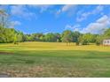 Expansive backyard featuring a lush green lawn and mature trees, perfect for outdoor activities at 877 Honey Creek Rd, Mcdonough, GA 30252
