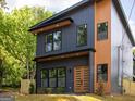Modern two-story home with a unique design, featuring a gray facade, wood accents, and a stylish front door at 104 Meldon Se Ave, Atlanta, GA 30315