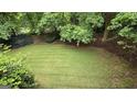 Spacious, green backyard surrounded by lush trees, perfect for outdoor activities at 2329 Lochinver Sw Ln, Conyers, GA 30094