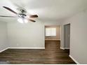 Open living room features sleek hardwood floors, ceiling fan, and plenty of natural light at 2651 Lois Se Ln, Atlanta, GA 30315