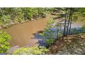 Aerial view of a serene pond, surrounded by lush greenery, and a dock at 679 Bo Bo Banks Rd, Grantville, GA 30220