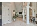 Spacious living room featuring high ceilings, modern accents, and an open floor plan at 3435 Vista Creek Dr, Dacula, GA 30019