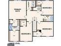 Upper-level floor plan showcases a primary suite, three additional bedrooms, and a laundry room at 4622 Sunrise Rdg, Covington, GA 30016