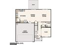 Main level floor plan featuring an open-concept layout with a kitchen, dining room, and great room at 4622 Sunrise Rdg, Covington, GA 30016