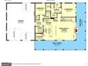 First floor plan includes a garage, kitchen, dining and living area, 2 bathrooms, 2 bedrooms, pantry, laundry, and front and side porch at 51 Alatus Rd, Hogansville, GA 30230