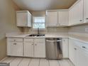 Bright kitchen features stainless steel dishwasher, double bowl sink, and white cabinets at 426 Summer Hill Cir, Stockbridge, GA 30281
