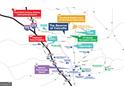 Community map showing nearby restaurants, schools, parks and airport at 628 Whitman Ln, Stockbridge, GA 30281