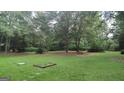Expansive backyard features lush lawn with a picnic table nestled under mature trees creating a relaxing outdoor space at 1581 Jersey Social Circle Rd, Covington, GA 30014