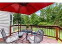 Relaxing deck area with outdoor seating and a view of the backyard pool at 345 Wynbrook Dr, Mcdonough, GA 30253
