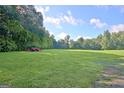 Large green field with scattered trees and a tractor in the distance at 5187 Lower Fayetteville Rd, Sharpsburg, GA 30277