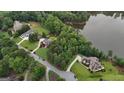 Aerial view of a scenic residential street surrounded by mature trees and green lawns at 81 Smokerise Pt, Peachtree City, GA 30269