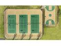 Aerial view of tennis courts and basketball court within a fenced recreation area at 13709 Whitman Ln, Covington, GA 30014