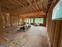 Unfinished interior showing the framing of the living space and natural light from windows at 333 Brookstone Dr, Carrollton, GA 30116