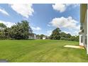 Large grassy back yard with mature trees and landscaping, perfect for outdoor activities and entertaining at 366 Whitney Ln, Mcdonough, GA 30253
