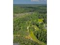 Expansive aerial view of the property, showcasing its wooded surroundings and neighborhood at 183 Inman Rd, Fayetteville, GA 30215