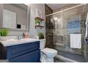 Beautiful bathroom with a glass shower, stylish vanity, and modern fixtures at 130 Mount Zion Sw Rd, Atlanta, GA 30354