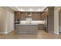 Modern kitchen with stainless steel appliances, an island, and stylish cabinetry at 5365 Maggie Mae Ln, Cumming, GA 30028