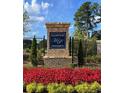 Hampton Preserve community entrance sign with red and yellow flowers at 179 Hampton Cir, Mcdonough, GA 30253