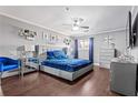 Spacious main bedroom with a gray platform bed and blue bedding at 385 Ralph Mcgill Ne Blvd # E, Atlanta, GA 30312