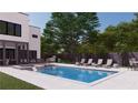 Backyard oasis featuring a sparkling pool, sleek lounge chairs, and lush landscaping, creating a relaxing retreat at 1287 Star Ne Dr, Brookhaven, GA 30319