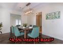 Bright dining room featuring a wood table and teal chairs at 3936 Devonshire Dr, Marietta, GA 30066