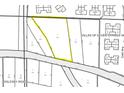 An outlined overhead lot view highlighting the boundary of the property at 4760 Oglesby Rd, Powder Springs, GA 30127