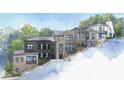 Watercolor rendering of multiple homes on a sloped lot surrounded by lush trees at 10939 Serenbe Ln, Chattahoochee Hills, GA 30268