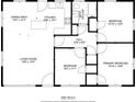 1011 sq ft floor plan, 2 bed, 1 bath, living room, dining area, kitchen at 2502 Tupelo Se St, Atlanta, GA 30317