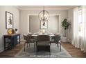 Bright dining room with chandelier and modern furnishings at 1150 Sweet Mia Ln, Powder Springs, GA 30127