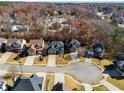 Wide aerial view of a residential neighborhood, showcasing street and homes at 243 Yorkshire Ln, Villa Rica, GA 30180