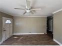 Spacious living room with hardwood floors and ceiling fan at 1264 Hartford Sw Ave, Atlanta, GA 30310