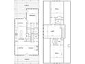 Detailed floor plan showcasing the layout of the first and second floors, including the kitchen, bedrooms, and loft at 11792 Serenbe Ln, Chattahoochee Hills, GA 30268