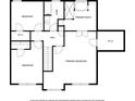 Upper floor plan with primary bedroom, bathroom, and two additional bedrooms at 447 Cotton Mill Dr, Hiram, GA 30141