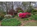 Lush landscaping with vibrant azaleas surrounds this charming home, creating a serene and colorful garden view at 731 Willow Ridge Dr, Marietta, GA 30068
