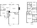 Detailed floor plan showcasing the layout of the first and second floors, including room dimensions and closet spaces at 1162 Misty Meadows Xing, Hampton, GA 30228