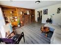 Living room with built-in shelves and brick fireplace at 2382 Old Rex Morrow Rd, Ellenwood, GA 30294