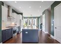 Modern kitchen with white and navy blue cabinets at 308 Gibson Se St, Atlanta, GA 30316