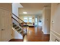 Hardwood floor entryway, view of living room and staircase at 2611 Cannon Farm Ln, Duluth, GA 30097