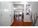 Bright entryway with hardwood floors, view into living room at 3363 Fernview Dr, Lawrenceville, GA 30044