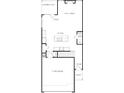 Layout depicts the first floor, featuring a two-car garage, kitchen, Gathering room and covered patio at 4150 Cavalier Way, Duluth, GA 30097