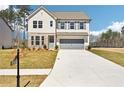 View of the home featuring a long driveway and a well-manicured lawn with a mailbox at 7293 Eton Ln, Locust Grove, GA 30248