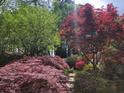 Lush backyard landscaping featuring various shrubs and colorful foliage at 6389 Grafton Dr, Austell, GA 30168
