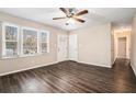 Bright living room with hardwood floors, ceiling fan, and ample natural light at 459 Oak Se Dr, Atlanta, GA 30354