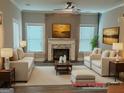 Virtually staged living room with fireplace and neutral decor at 556 Paines Nw Ave, Atlanta, GA 30318