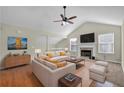 Spacious living room with hardwood floors and a fireplace at 3018 Crest Ridge Sw Cir, Marietta, GA 30060