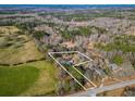 Aerial view showing a house on a large lot with surrounding trees and fields at 12524 Highway 36, Covington, GA 30014