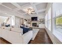 Living room with coffered ceiling, fireplace and hardwood floors at 4016 Matty Ne Dr, Marietta, GA 30066