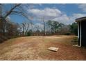 Large backyard with mature trees and open space at 4924 River Rd, Ellenwood, GA 30294