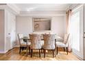 Elegant dining room with a glass table and patterned chairs at 1801 Cumberland Valley Pl, Atlanta, GA 30080