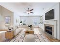 Spacious living room with fireplace and built-in shelving at 970 Samples Nw Ln, Atlanta, GA 30318
